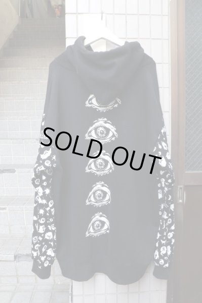 画像2: 【M:E エムイー】グラフィックプリントビッグプルオーバースウェットパーカー ブラック (2)