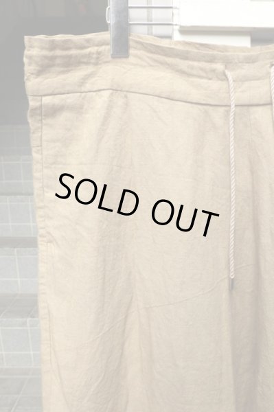 画像4: 【YANTOR ヤントル】紐ウエストリネン地ワイドパンツ (4)