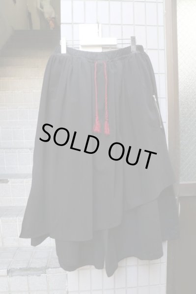 画像1: 【0658】Mimic gimmick skirt pants レイヤーデザインワイドパンツ (1)