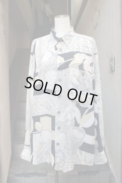 画像5: 【VINTAGE/USED古着】ART柄レーヨン地長袖シャツ (5)