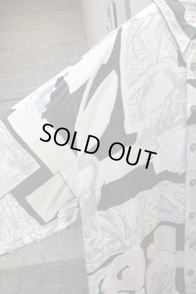 画像3: 【VINTAGE/USED古着】ART柄レーヨン地長袖シャツ (3)