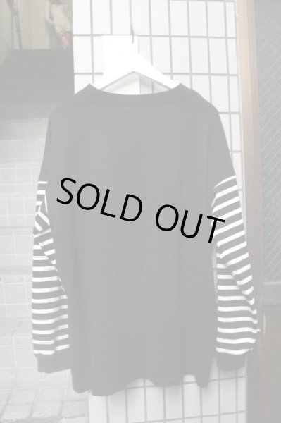 画像2: 【kill remote キルリモート】ロゴ刺繍ボーダー柄切替長袖カットソー (2)