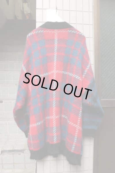 画像2: 【HIRO ヒロ】タータンチェック柄モヘアウールビッグカーディガン (2)
