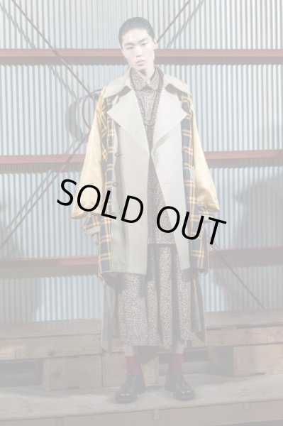 画像10: 【KIDILL キディル】タータンチェック柄切替デザインビッグトレンチコート (10)