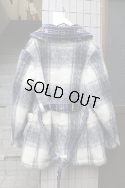 画像2: 【NOZOMI ISHIGURO Haute Couture ノゾミイシグロ】タータンチェック柄モヘアウールコート BLUE (2)