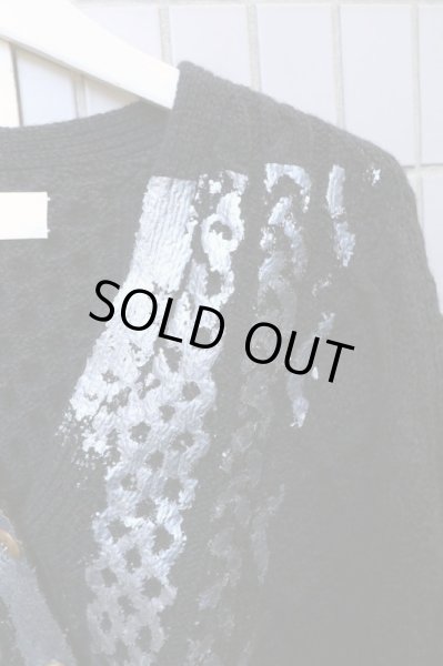 画像3: 【YUKI FUJISAWA ユキフジサワ】箔プリントケーブル編みニットカーディガン (3)