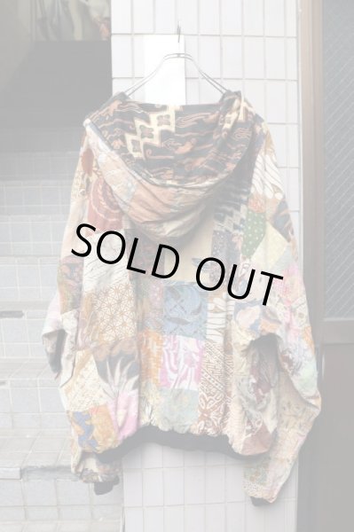 画像2: 【VINTAGE/USED古着】 HAND MADE パッチワーク切替リバーシブルブルゾン (2)