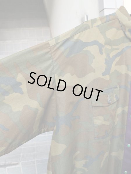 画像4: 【KIDILL キディル】 パープル×カモ柄ドッキング切替ビッグシャツ (4)