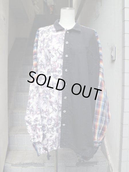 画像6: 【HIRO ヒロ】 堕天使柄切替デザインビッグシャツ (6)
