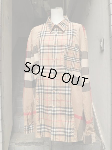 画像5: 【BURBERRY バーバリー】 ノバチェック×ハウスチェック柄切替デザインビッグシャツ (5)