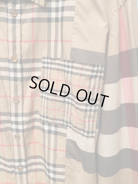 画像3: 【BURBERRY バーバリー】 ノバチェック×ハウスチェック柄切替デザインビッグシャツ (3)