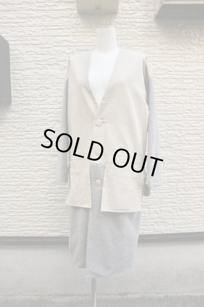 画像6: 【sneeuw スニュウ】ウール地切替デザインノーカラーコート (6)