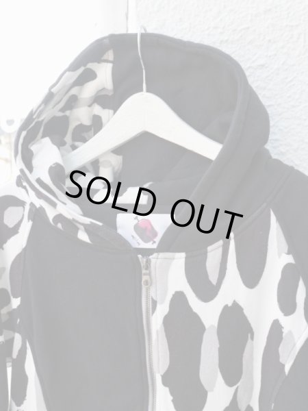 画像3: 【ha za ma any(|)any はざま エニーエニー】柄切替アシンメトリースウェットパーカー (3)