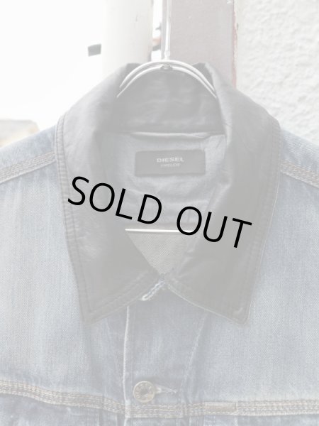 画像3: 【DIESEL TIMELESS ディーゼル タイムレス】レザー襟ヴィンテージ加工デニムジャケット (3)