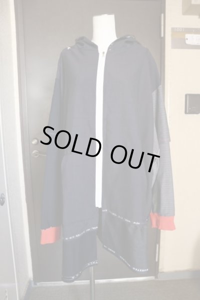 画像8: 【BODYSONG ボディーソング】RandomWHOODIE2 ギャバウール地アシンメトリーデザインジップパーカー (8)