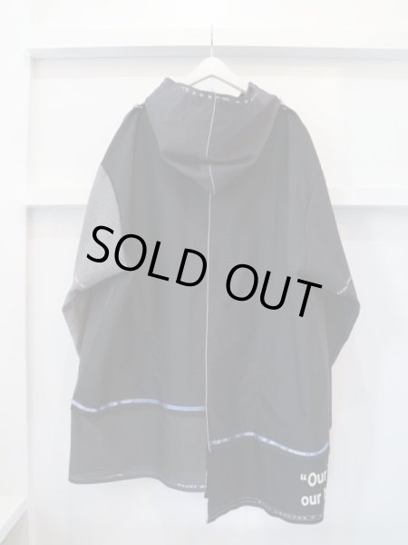 画像2: 【BODYSONG ボディーソング】RandomWHOODIE2 ギャバウール地アシンメトリーデザインジップパーカー (2)