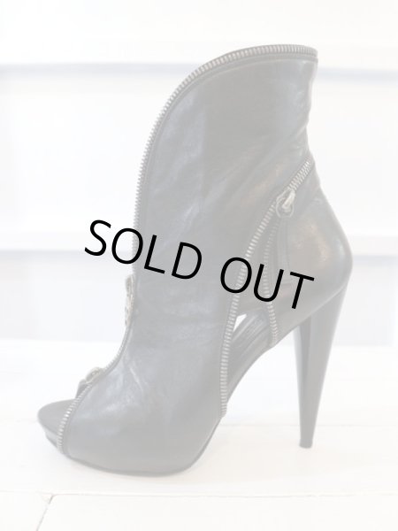 画像3: 【Alexander McQUEEN アレキサンダーマックィーン】ジッパーピンヒールブーツ ブーティー サンダルブーツ (3)