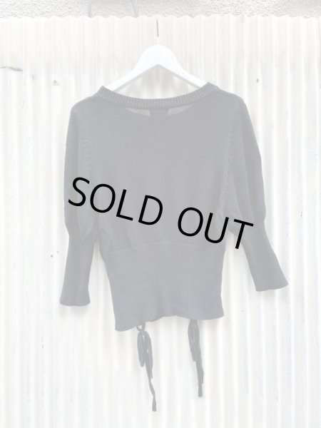 画像2: 【PAMEO POSE パメオポーズ】ワンポイント刺繍コットンニット ブラック (2)