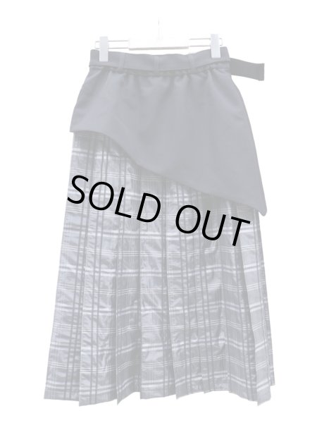 画像2: 【kill remote キルリモート】プリーツチェックロングスカート BLACK (2)