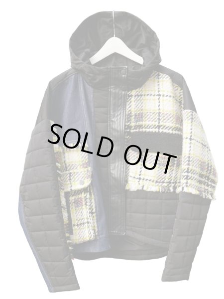 画像1: 【AULA AILA アウラアイラ】23aw TWEED COMBINATION HOODIE BLOUSON ツイードコンビネーションフーディーブルゾン (1)