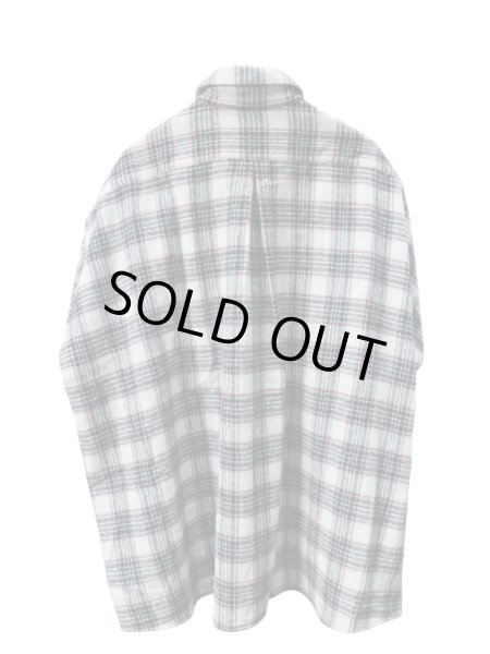 画像3: 【mikio sakabe ミキオサカベ】パワーショルダーウール地チェック柄シャツワンピース ビッグシャツ (3)