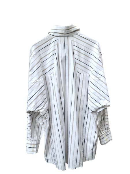 画像2: 【-ES- SHO TAKAHASHI エス ショウタカハシ】ストライプ柄カッティング切替シャツ (2)