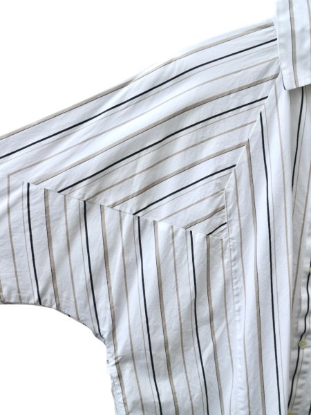 画像3: 【-ES- SHO TAKAHASHI エス ショウタカハシ】ストライプ柄カッティング切替シャツ (3)