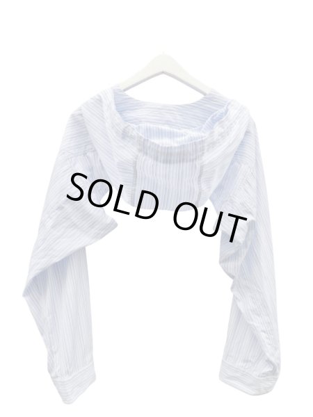 画像2: 【COMME des GARCONS SHIRT コムデギャルソン シャツ】ストライプ柄フードシャツトップス ショート丈 (2)