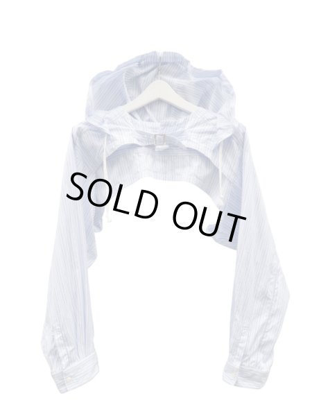 画像1: 【COMME des GARCONS SHIRT コムデギャルソン シャツ】ストライプ柄フードシャツトップス ショート丈 (1)