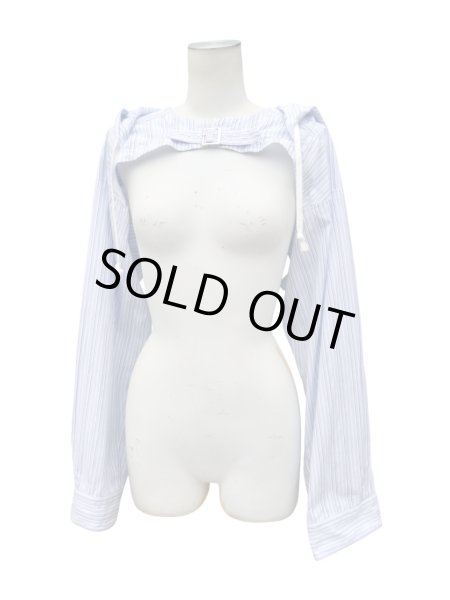 画像3: 【COMME des GARCONS SHIRT コムデギャルソン シャツ】ストライプ柄フードシャツトップス ショート丈 (3)