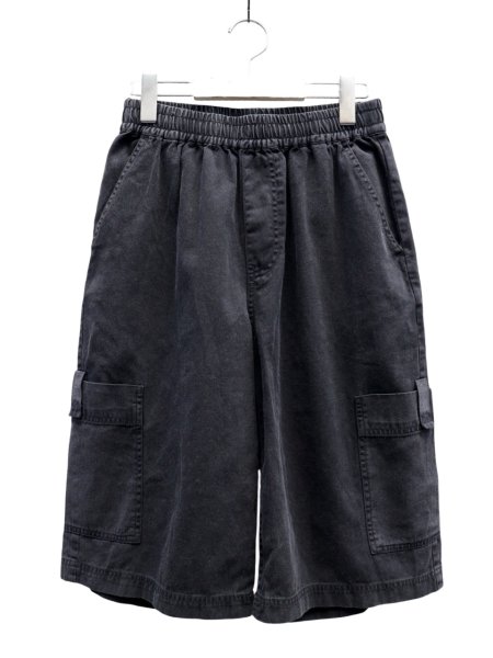 画像1: 【X-girl エックスガール】FADED FACE EASY HALF PANTS フェードブラック フェイス イージーハーフパンツ カーゴパンツ (1)