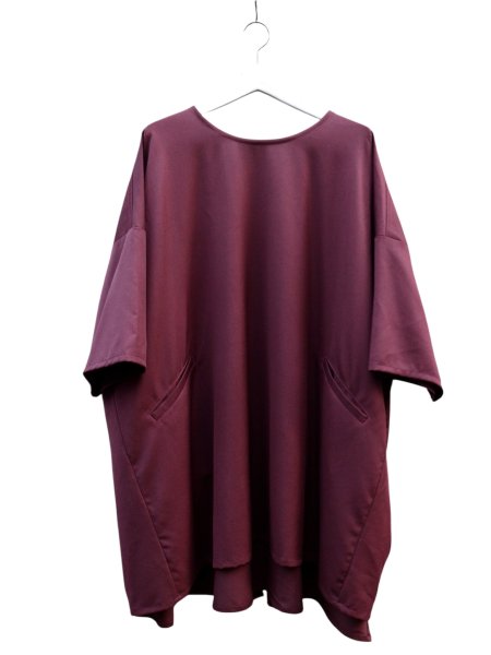 画像1: 【BISHOOL ビシュール】エンジ ウールギャバ地ビッグプルオーバーシャツ (1)