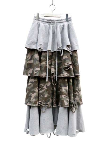 画像1: 【neith. TOKYO ネイス】Layered Crush Sweat Skirt レイヤード クラッシュ スウェットスカート (1)