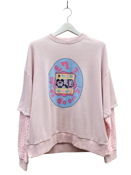 画像1: 【CANDY STRIPPER × たまごっち キャンディストリッパー】ぺぺっち ＆ くちぱっち LAYERED TOPS レイヤードデザインサーマルカットソー (1)