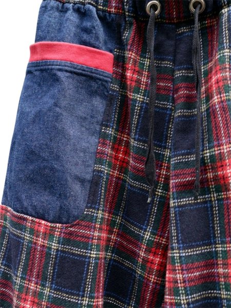 画像3: 【kill remote キルリモート】チェック柄切替デザインサルエルハーフパンツ (3)