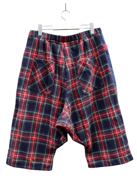 画像2: 【kill remote キルリモート】チェック柄切替デザインサルエルハーフパンツ (2)