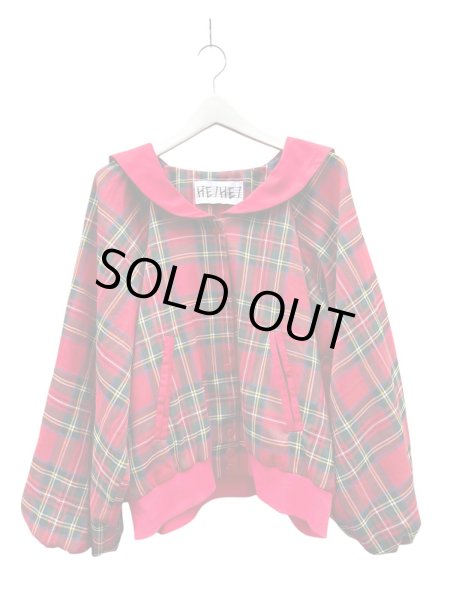 画像1: 【HEIHEI ヘイヘイ】タータンチェック柄 セーラーカラーブルゾン (1)