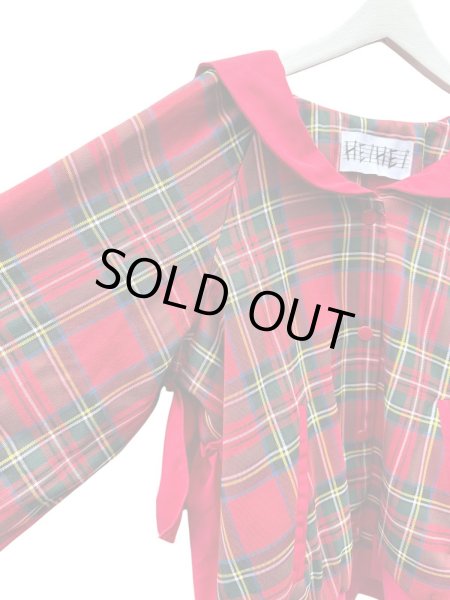 画像4: 【HEIHEI ヘイヘイ】タータンチェック柄 セーラーカラーブルゾン (4)