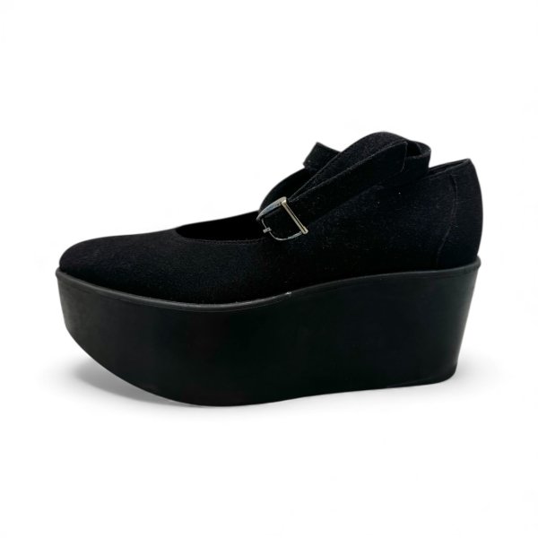 画像3: 【BELLY BUTTON ベリーボタン】厚底 バレリーナシューズ 黒 ヌバックレザー (3)