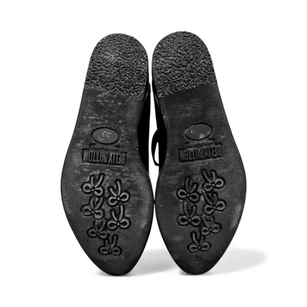 画像6: 【BELLY BUTTON ベリーボタン】厚底 バレリーナシューズ 黒 ヌバックレザー (6)