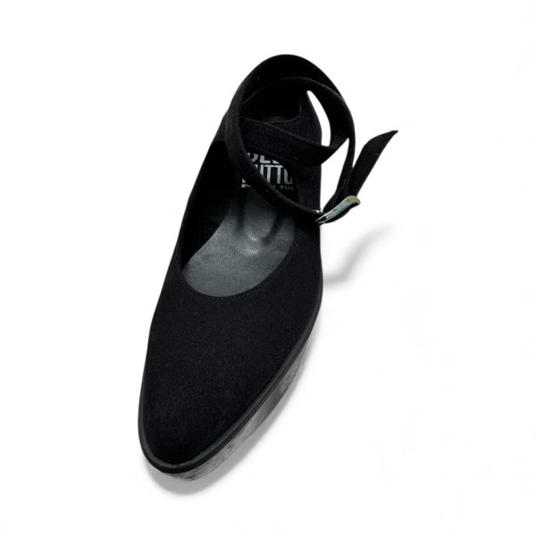 画像2: 【BELLY BUTTON ベリーボタン】厚底 バレリーナシューズ 黒 ヌバックレザー (2)