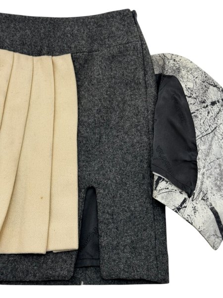 画像4: 【FACETASM ファセッタズム】レイヤードプリーツウールラップスカート (4)