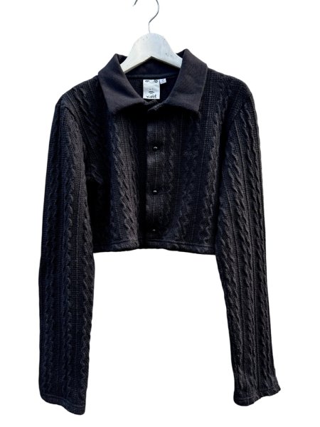 画像1: 【X-girl エックスガール】襟付きケーブルニットカーディガン ボレロ (1)