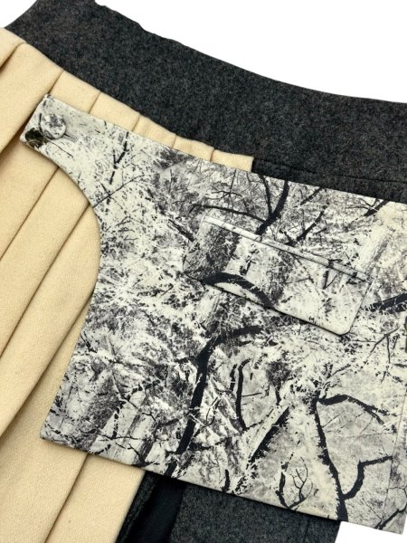 画像3: 【FACETASM ファセッタズム】レイヤードプリーツウールラップスカート (3)