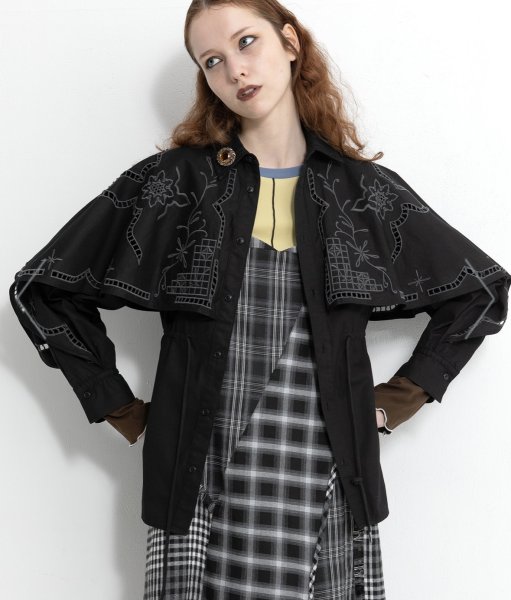 画像8: 【AULA AILA アウラアイラ】EMBROIDERY CAPE DESIGN SHIRT エンブロイダリーケープデザインシャツ (8)