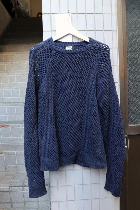 SUNSEA サンシー】ローゲージ編みコットンニット NAVY